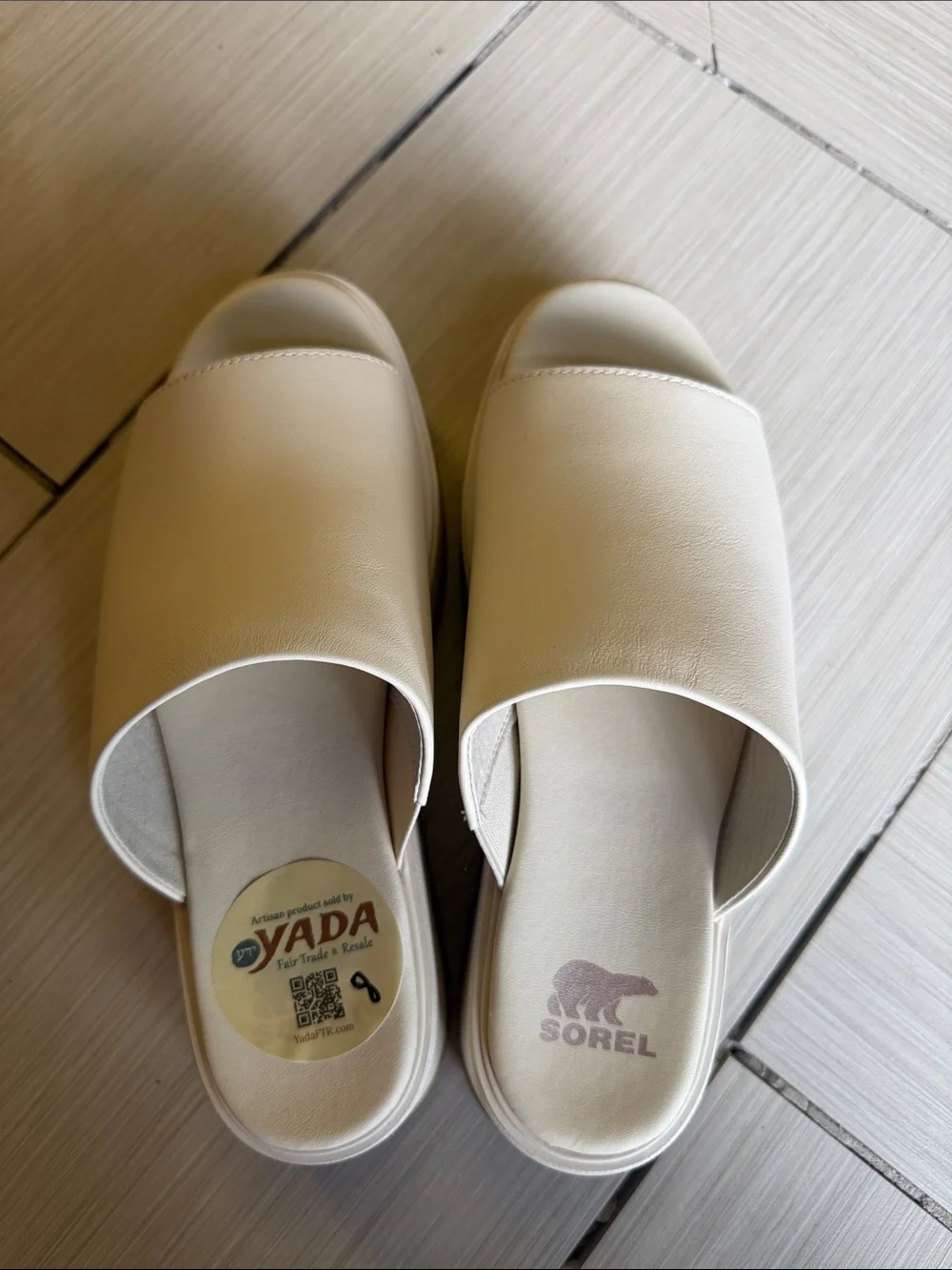 Sorel White Platform Slide Sandals for Women